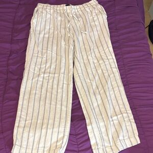 GAP Cream and Gray Striped Wide Leg pajama Pants